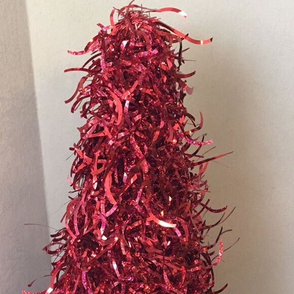 18” Red Christmas tinsel tree decor decoration classic - Picture 3 of 4